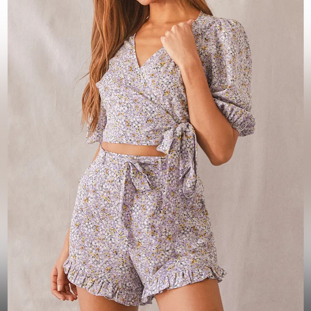Purple Floral Print Set